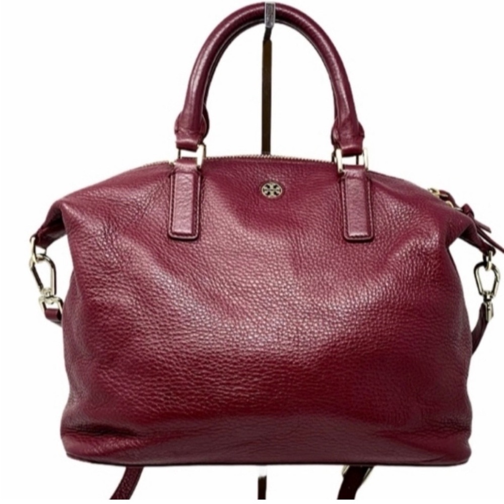 Tory Burch-Mcgraw Slouchy Leather Satchel-Crossbody (Burgundy-Maroon❤️🤎)